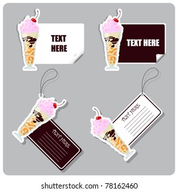 Vector set of tags and stickers with milkshake .