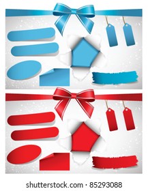Vector set of tags,stickers and banners - blue  and red version