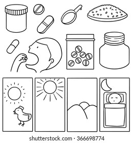 vector set of taking medicine instruction