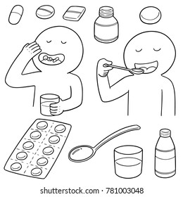 vector set of taking medicines