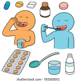 vector set of taking medicines