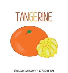 Vektorset mit Tangerinen einzeln auf weißem Hintergrund.