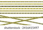 Vector set of tapes. For prohibited and dangerous areas. Yellow and black colors. EPS 10.