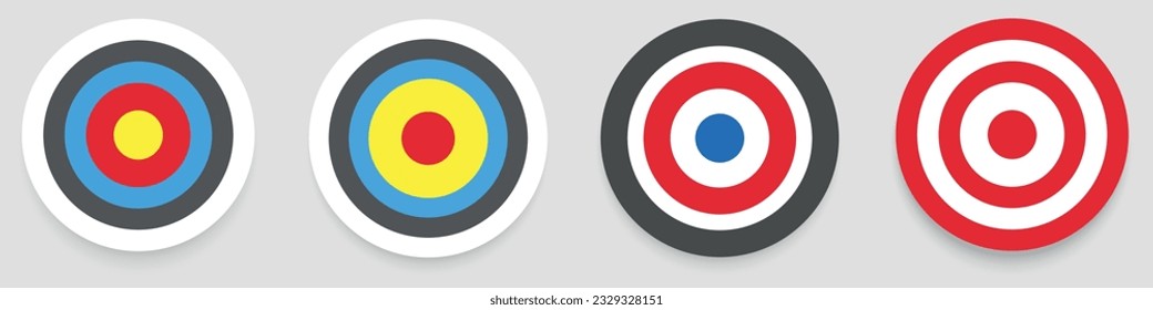 Vector set of target icons. A simple target with an arrow. The darts icon. Getting into the line of the "bullseye" icon.  A collection of goal symbols.