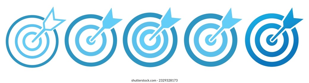 Vector set of target icons. A simple target with an arrow. The darts icon. Getting into the line of the "bullseye" icon.  A collection of goal symbols.