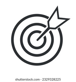 Vector set of target icons. A simple target with an arrow. The darts icon. Getting into the line of the "bullseye" icon.  A collection of goal symbols.