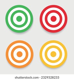 Vector set of target icons. A simple target with an arrow. The darts icon. Getting into the line of the "bullseye" icon.  A collection of goal symbols.