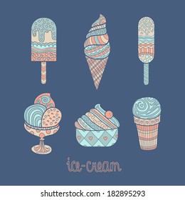 Vector set of tasty isolated ice cream