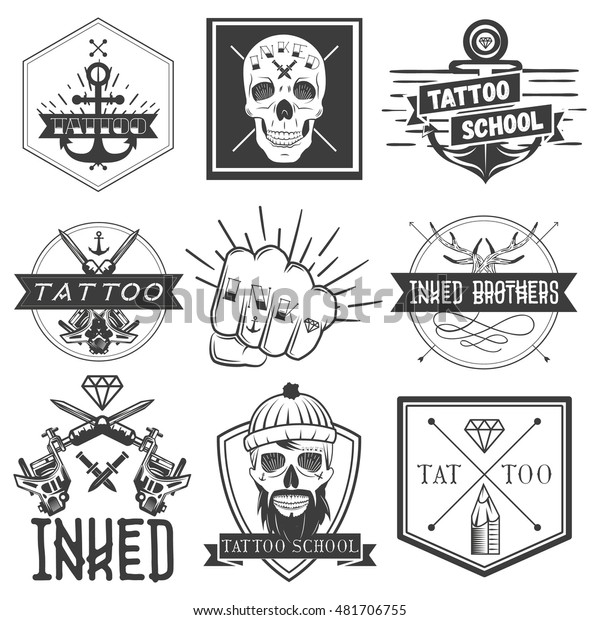 Vector Set Tattoo School Emblems Logos Stock Vector (Royalty Free ...