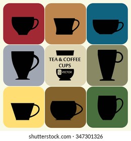 Vector set of tea & coffee cups
