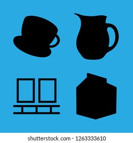  vector set. With tea cup, conveyor and juice icons in set
