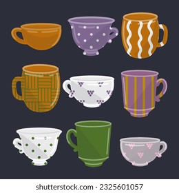 Vector set of tea cups.
