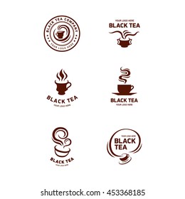 Vector set of tea logos, badges, shop labels and design elements for a packaging or corporate identity