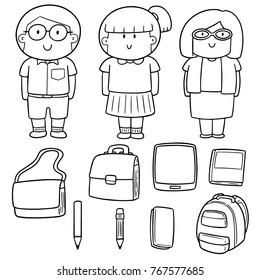 vector set of teacher and student
