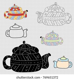 Vector set of teapots in Scandinavian style. Isolated objects.