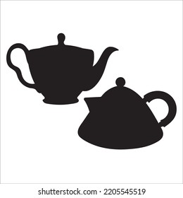 Vector Set Of Teapots Silhouettes Illustration Isolated On White Background