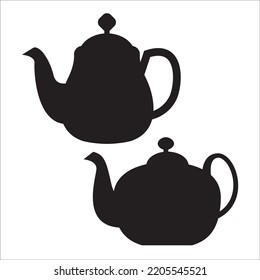 Vector Set Of Teapots Silhouettes Illustration Isolated On White Background