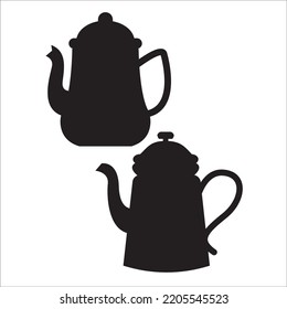 Vector Set Of Teapots Silhouettes Illustration Isolated On White Background