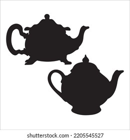 Vector Set Of Teapots Silhouettes Illustration Isolated On White Background