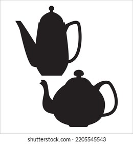 Vector Set Of Teapots Silhouettes Illustration Isolated On White Background