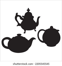 Vektorset Teapots Silhouetten Illustration einzeln auf weißem Hintergrund