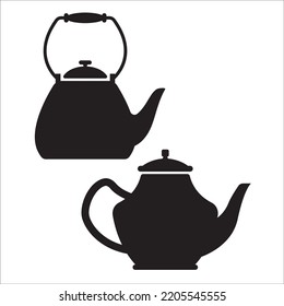 Conjunto De Vectores De Teteras Silhouettes Ilustración Aislada En Fondo Blanco