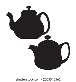 Vector Set Of Teapots Silhouettes Illustration Isolated On White Background