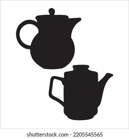 Vector Set Of Teapots Silhouettes Illustration Isolated On White Background