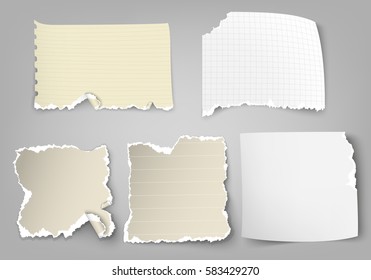 vector set of tear-off paper with ragged edges