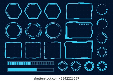 Equipo vectorial tecnología marco futurista HUD tecnología ciberpunk elemento de diseño.