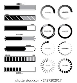 Vector set technology futuristic loading bar cyberpunk design element.