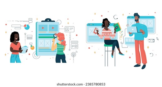 "Vector Set Technology News Illustrations" is a collection of digital graphics in vector format that features various visuals related to technology news and reporting