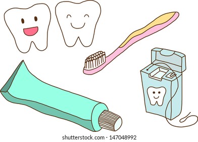 Vector set of teeth care