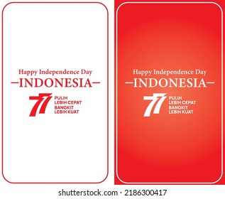 Vector Set Template Background Independence Day Indonesian Celebration 77th Design Color Red and White. 17 August 2022