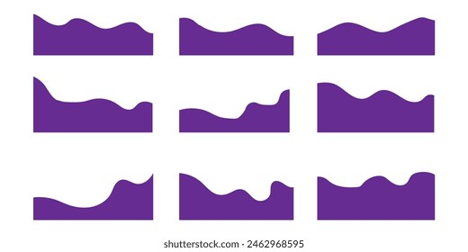 Vector Set of Template Dividers with Drops, Waves and Geometric Shapes. Abstract Design Elements for Bottom on Website, App, Banners or Posters. Isolated