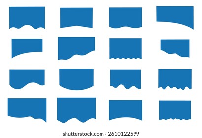 Vector Set of Template Dividers with Drops, Waves and Geometric Shapes.
 Abstract Design Elements for Top and Bottom on Website, App, Banners or Posters.