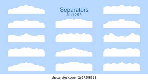 Vector Set of Template Dividers with Drops, Waves and Geometric Shapes. Abstract Design Elements for Top and Bottom on Website, App, Banners or Posters. Isolated Illustration