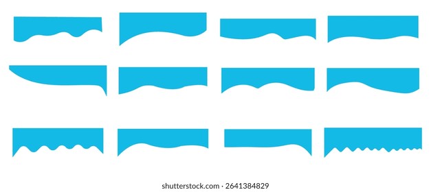 Vector Set of Template Dividers with Drops, Waves and Geometric Shapes.
 Abstract Design Elements for Top and Bottom on Website, App, Banners or Posters.