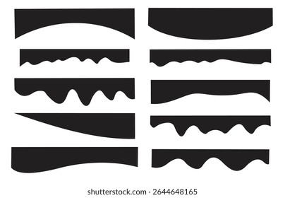 Vector Set of Template Dividers with Drops, Waves and Geometric Shapes.
 Abstract Design Elements for Top and Bottom on Website, App, Banners or Posters.