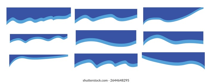 Vector Set of Template Dividers with Drops, Waves and Geometric Shapes.
 Abstract Design Elements for Top and Bottom on Website, App, Banners or Posters.