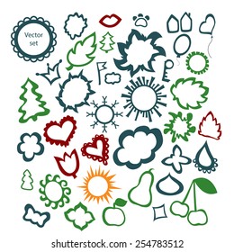 Vector set - template, frame, label element. white background