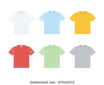 Vector set of templates colored t-shirts