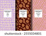 Vector set of templates contemporary abstract cover and seamless patterns for chocolate and cocoa packaging . Minimal modern backgrounds
