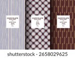 Vector set of templates contemporary abstract cover and patterns for chocolate and cocoa packaging . Minimal modern backgrounds