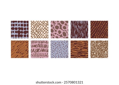 Vector set of templates contemporary abstract cover and seamless patterns for chocolate and cocoa packaging . Minimal modern backgrounds