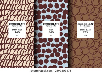 Vector set of templates contemporary abstract cover and patterns for chocolate and cocoa packaging . Minimal modern backgrounds