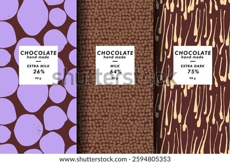 Vector set of templates contemporary abstract cover and patterns for chocolate and cocoa packaging . Minimal modern backgrounds