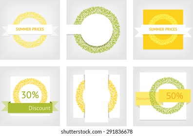 Vector set of templates for discount and price. Templates can be used for summer sales, eps 10.
