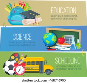 Vector set of templates to education school horizontal banners
