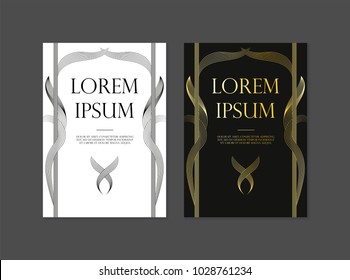 Vector set templates with flofal line texture for luxury products.logo design with trendy linear style.vector illustration